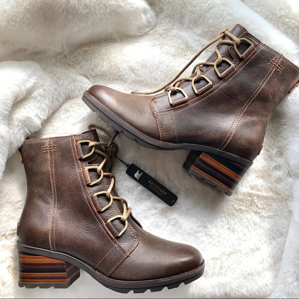 {Sorel} Cate Brown Lace Up Boots - Picture 1 of 6